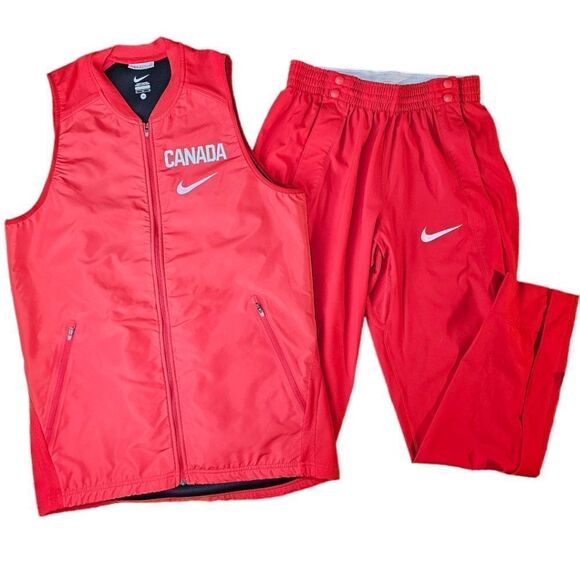 Nike Canada Red Warm Up Track Suit Pants Vest - Picture 14 of 14
